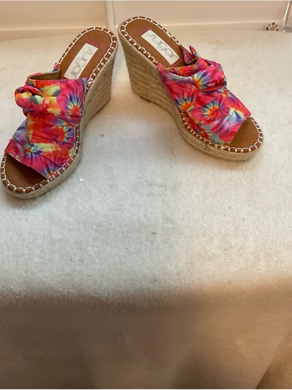 Sugar Tie-Dye Knot Espadrille Wedge - Pink Multi